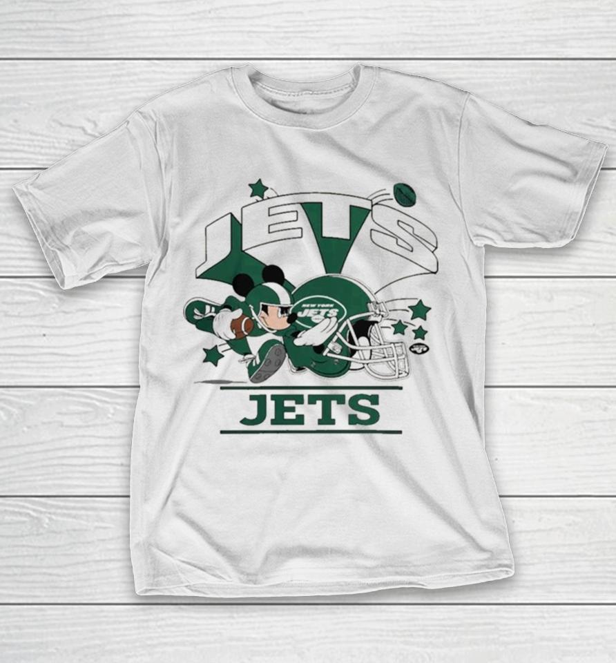 Mickey Mouse Player New York Jets Football Helmet Logo Character T-Shirt