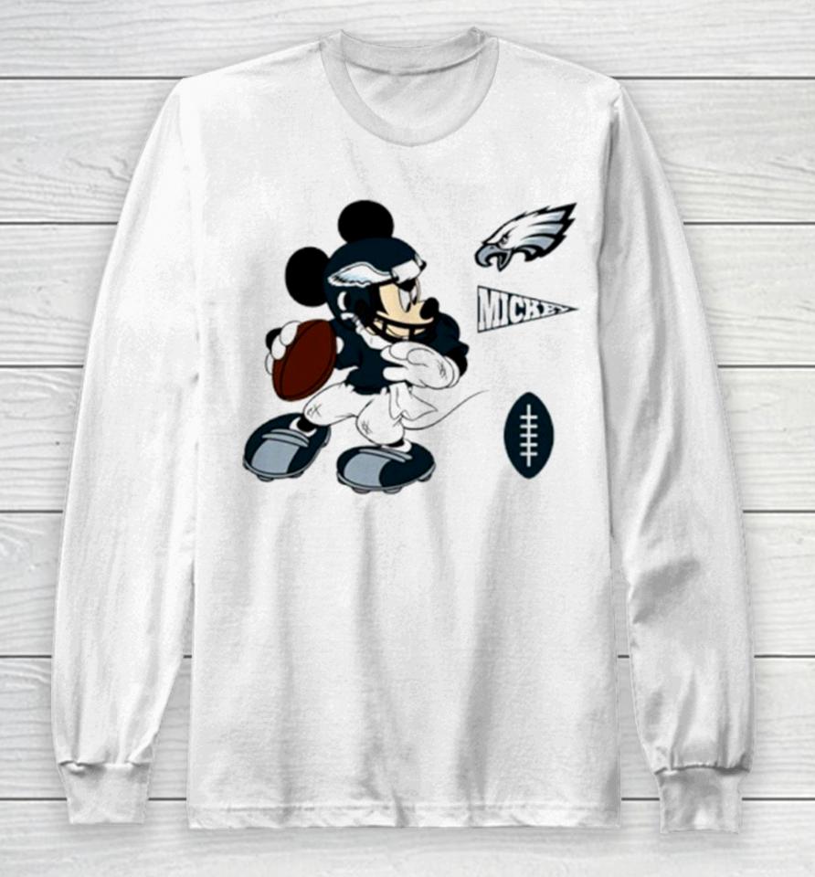 Mickey Mouse Player Philadelphia Eagles Disney Football Long Sleeve T-Shirt