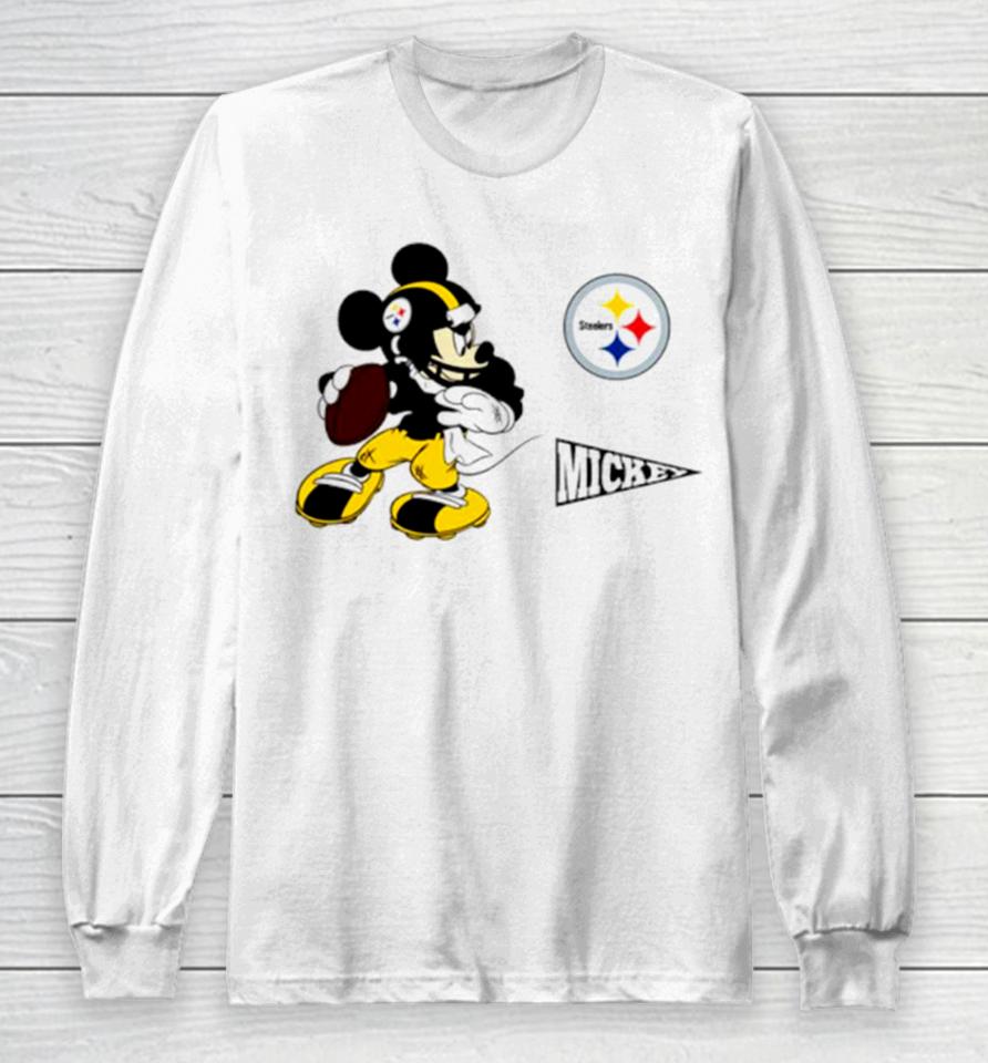 Mickey Mouse Player Pittsburgh Steelers Disney Football Long Sleeve T-Shirt
