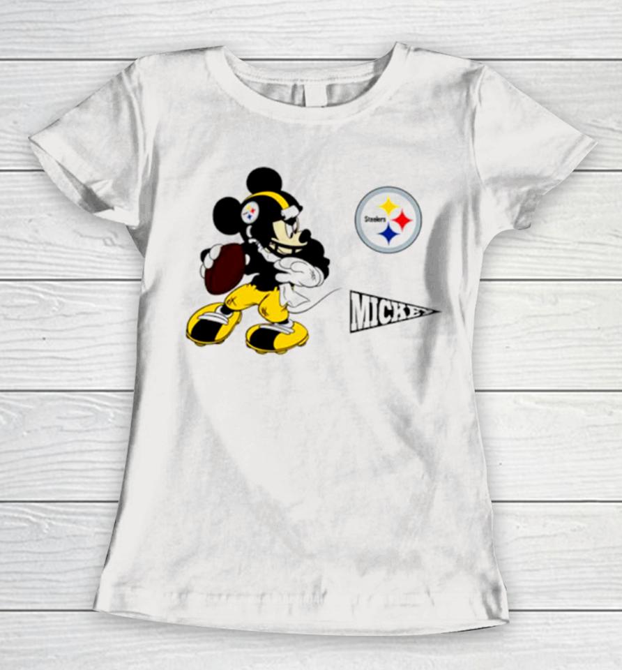 Mickey Mouse Player Pittsburgh Steelers Disney Football Women T-Shirt