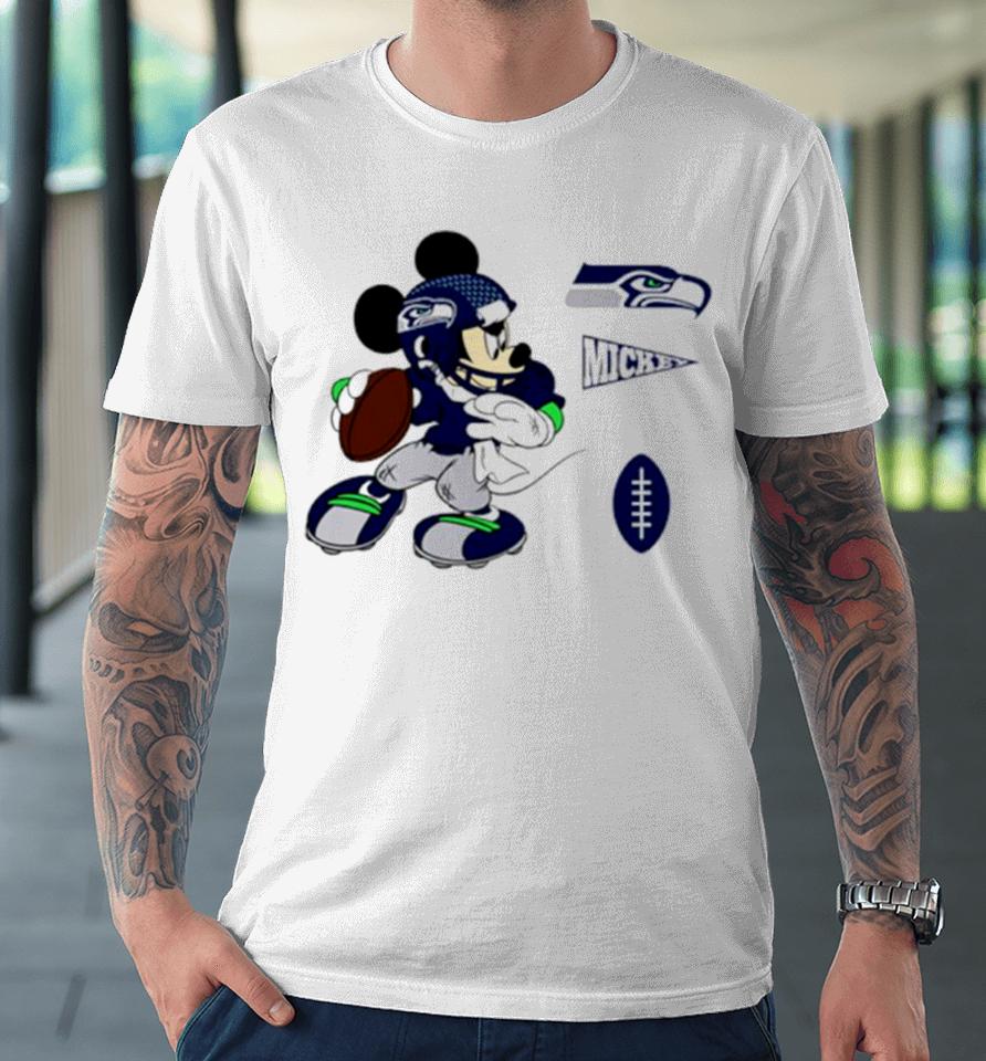 Mickey Mouse Player Seattle Seahawks Disney Football Premium T-Shirt