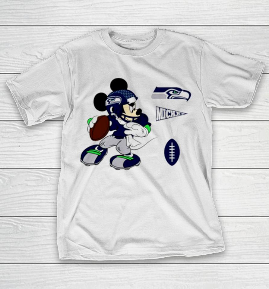 Mickey Mouse Player Seattle Seahawks Disney Football T-Shirt