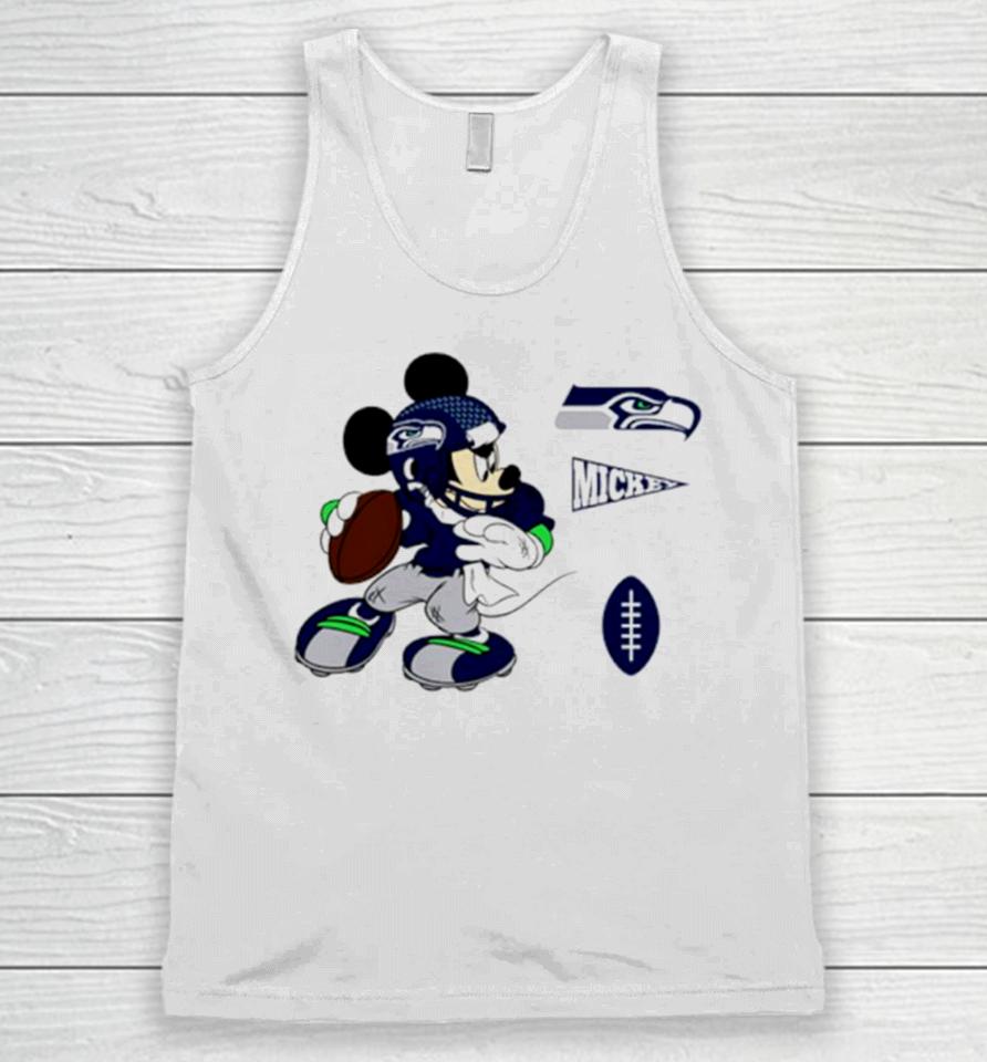 Mickey Mouse Player Seattle Seahawks Disney Football Unisex Tank Top