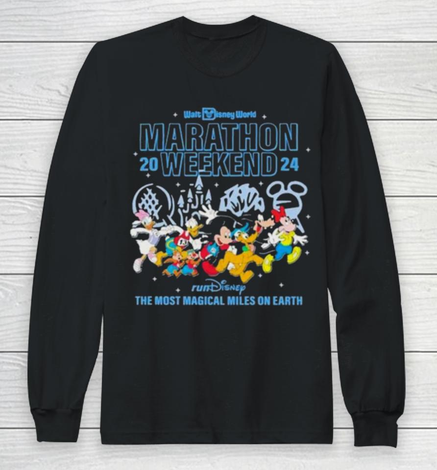Mickey Mouse Running Walt Disney World Marathon 2024 Long Sleeve T-Shirt