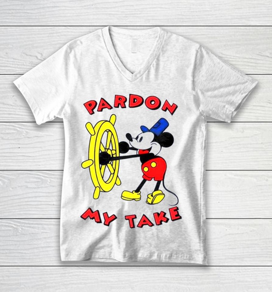Mickey Mouse Steamboat Pardon My Take Unisex V-Neck T-Shirt