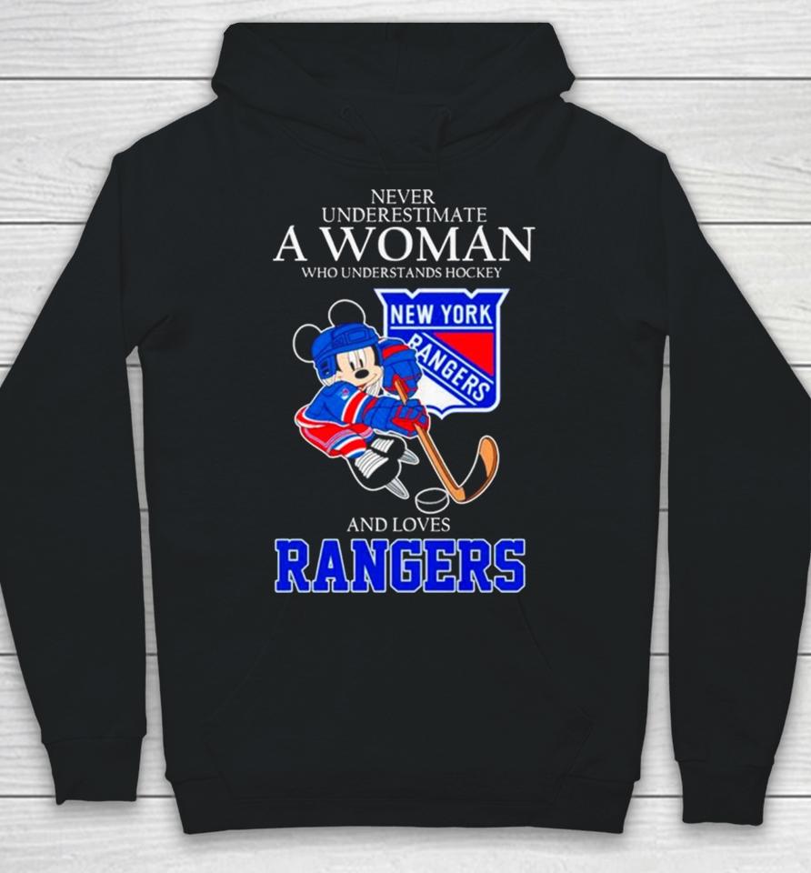 Mickey Never Underestimate A Woman Who Understands Hockey And Loves New York Rangers Hoodie