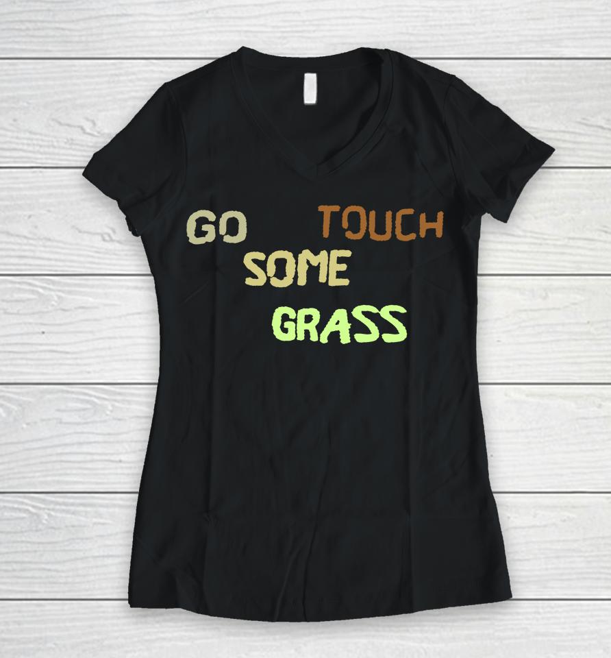 Middle Kid Go Touch Some Grass Women V-Neck T-Shirt