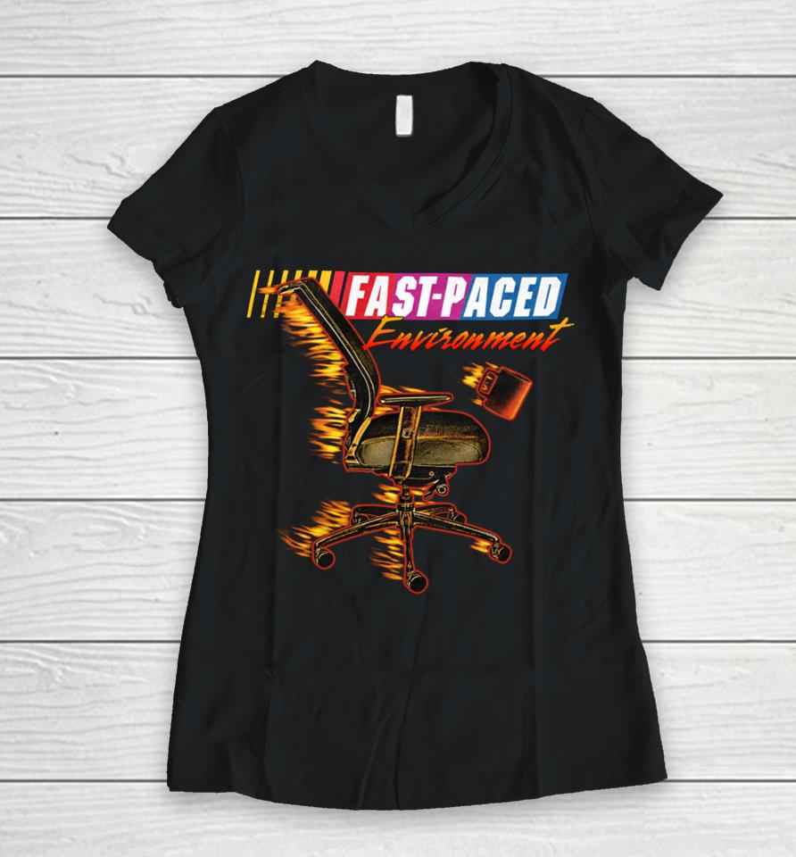 Middleclassfancy Store Fast Paced Environment Women V-Neck T-Shirt