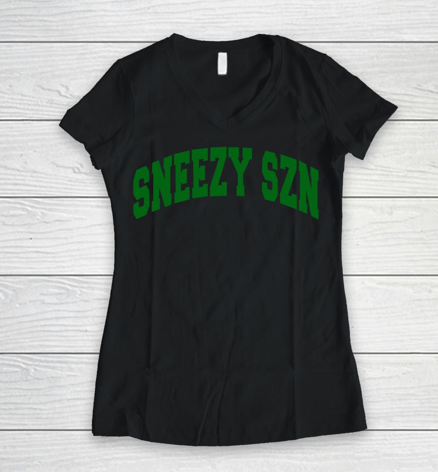 Middleclassfancy Store Sneezy Szn Women V-Neck T-Shirt