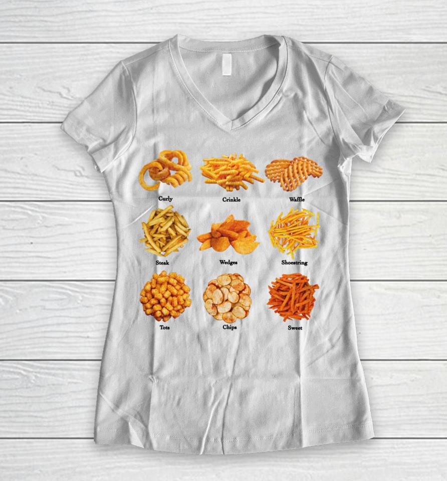 Middleclassfancy Store Styles Of French Fries Women V-Neck T-Shirt