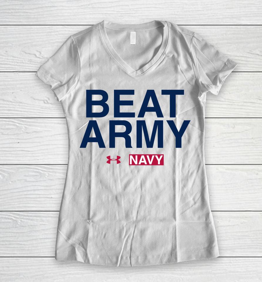 Midshipmen 2022 Special Games Beat Army Under Armour Women V-Neck T-Shirt