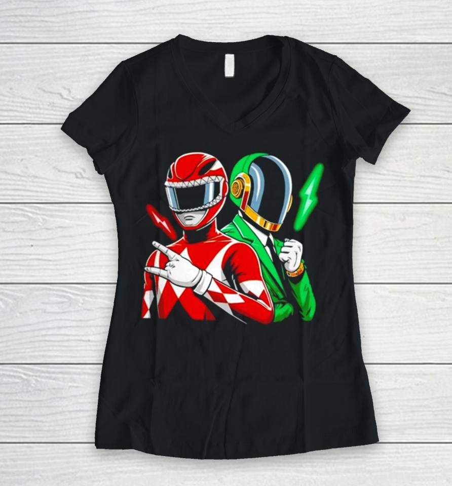 Mighty Daft Power Rangers Power Punk Women V-Neck T-Shirt