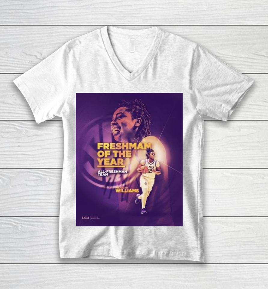Mikaylah Williams The Best Freshman In The Sec Of Lsu Tigers All Freshman Team Poster Unisex V-Neck T-Shirt