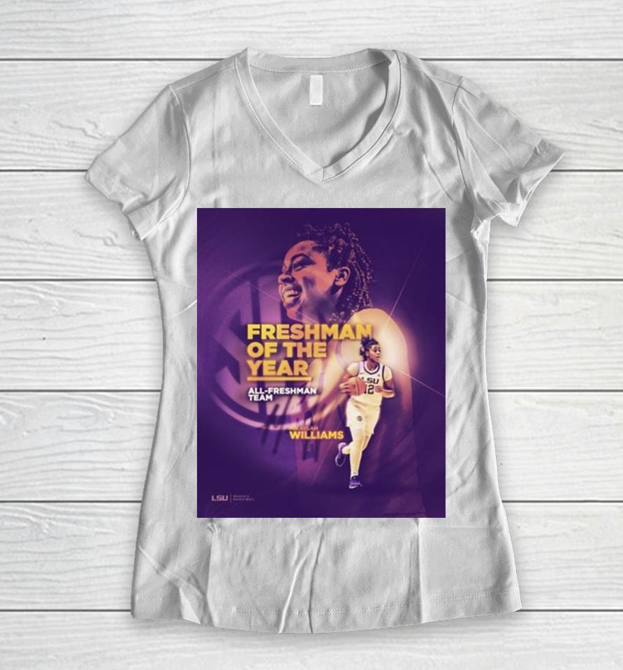 Mikaylah Williams The Best Freshman In The Sec Of Lsu Tigers All Freshman Team Poster Women V-Neck T-Shirt