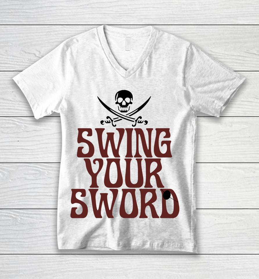 Mike Leach Merch Swing Your Sword Unisex V-Neck T-Shirt