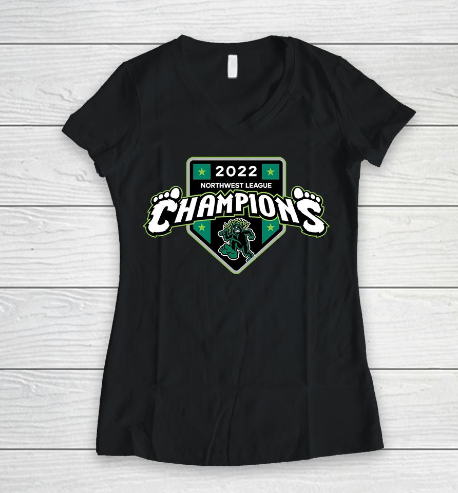 Milb Eugene Emeralds 2022 Championship Women V-Neck T-Shirt