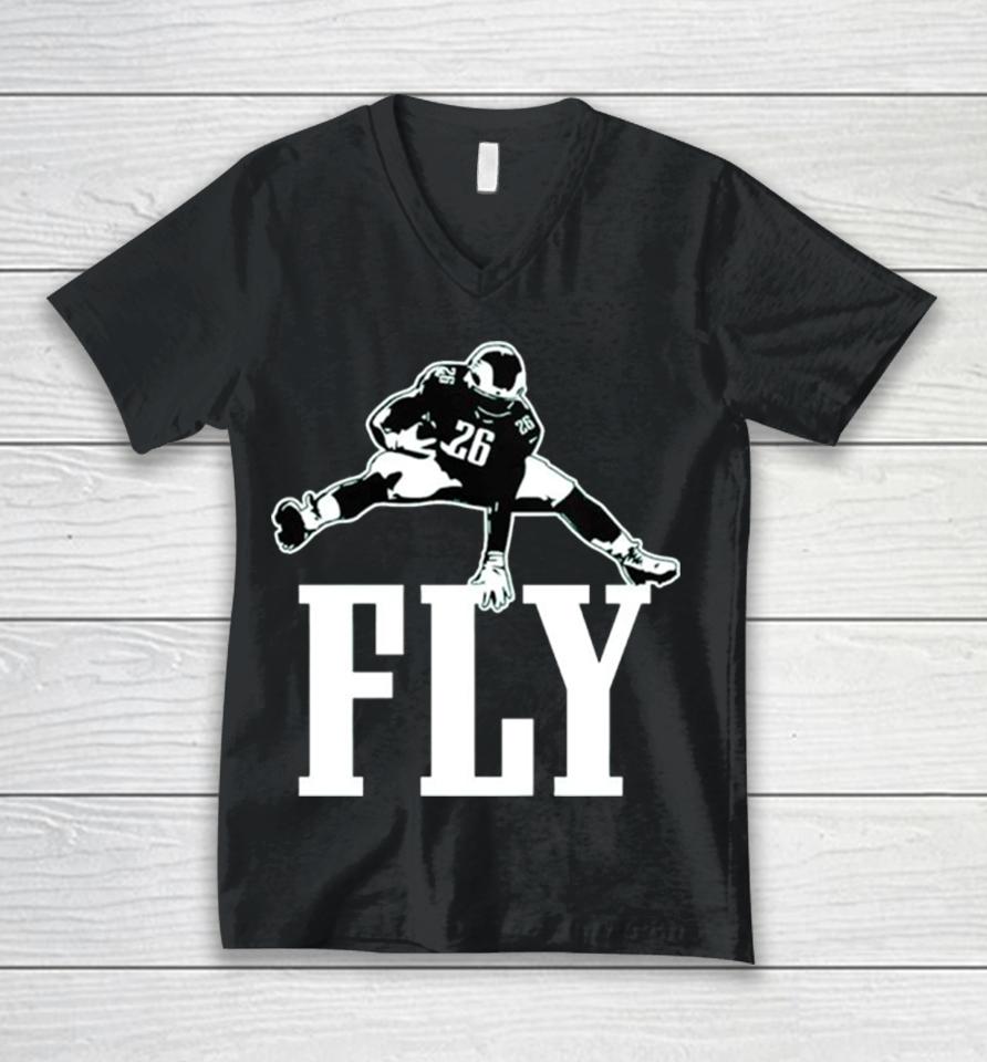 Miles Sanders Philadelphia Eagles Flyquon Unisex V-Neck T-Shirt