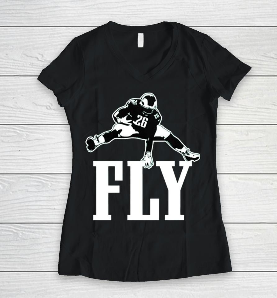 Miles Sanders Philadelphia Eagles Flyquon Women V-Neck T-Shirt