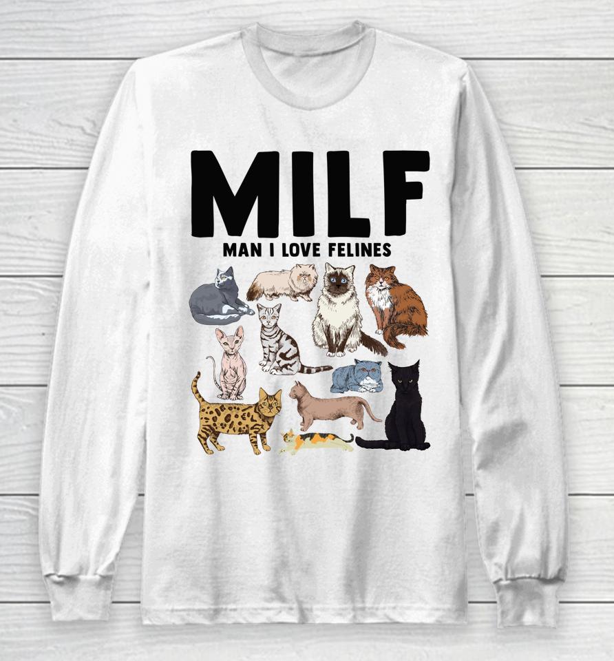 Milf Man I Love Felines Cat Vintage Long Sleeve T-Shirt