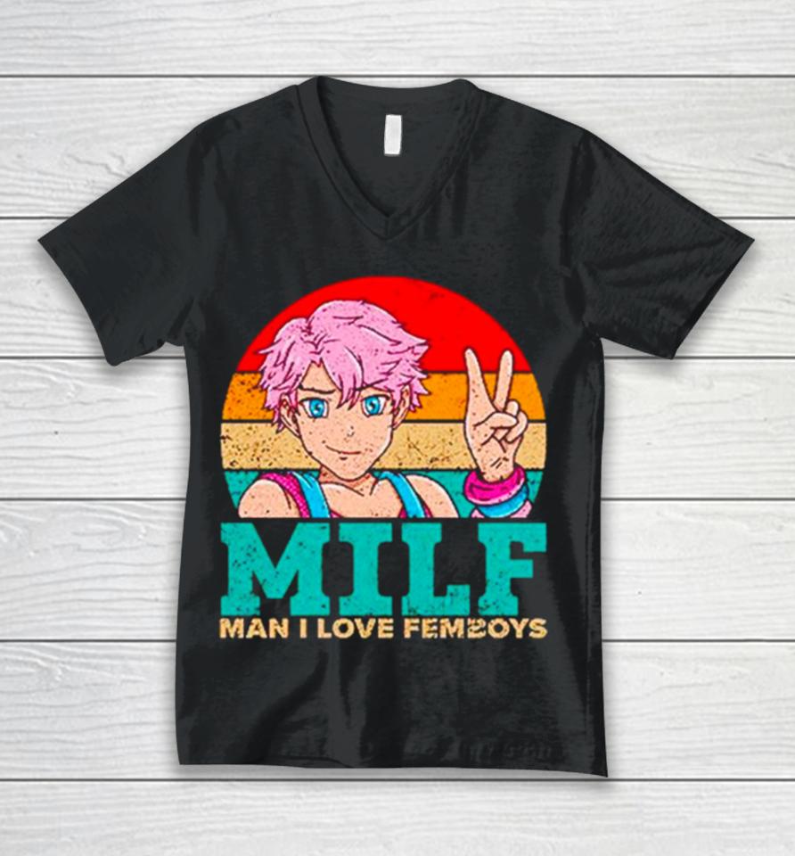 Milf Man I Love Femboys Vintage Unisex V-Neck T-Shirt