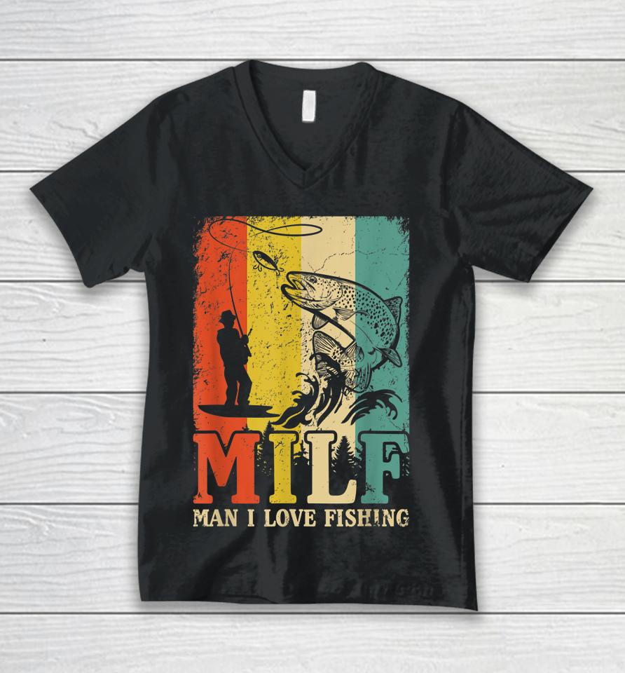 Milf - Man I Love Fishing Vintage Unisex V-Neck T-Shirt