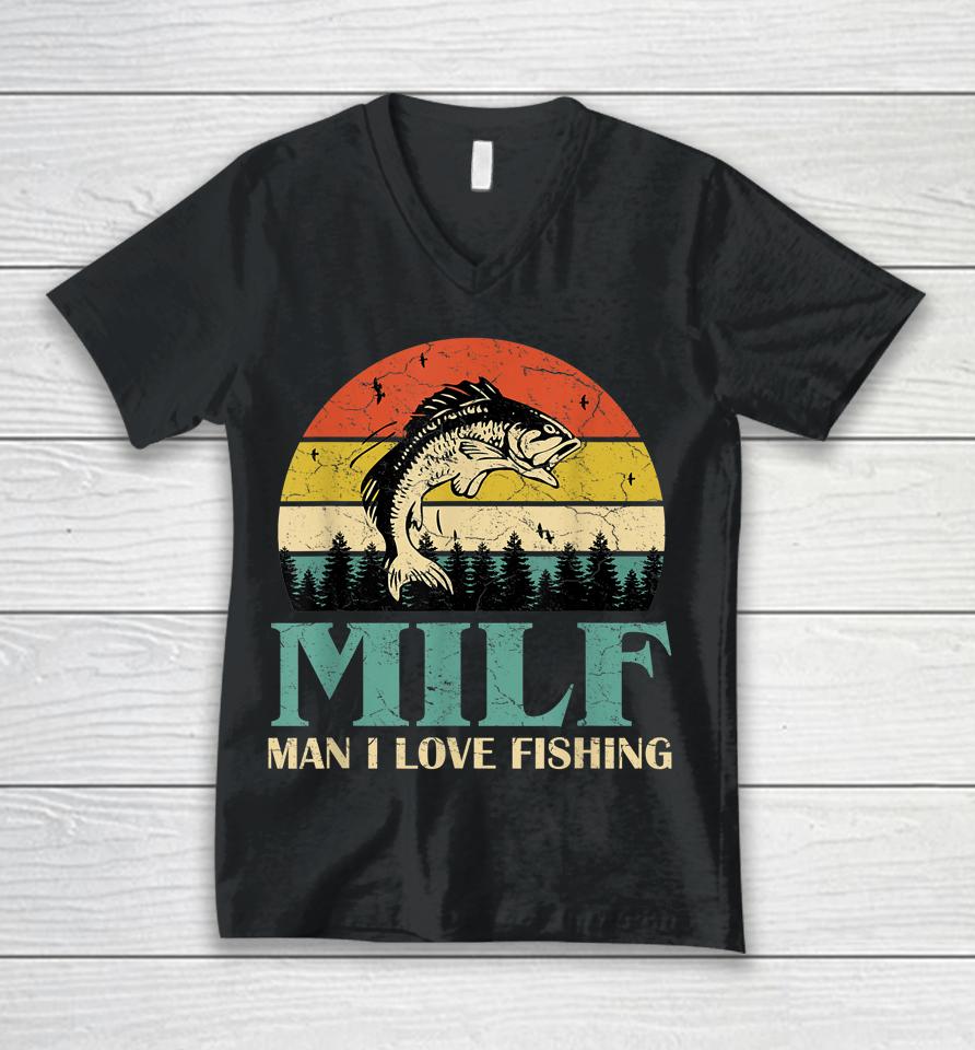 Milf Man I Love Fishing Vintage Unisex V-Neck T-Shirt