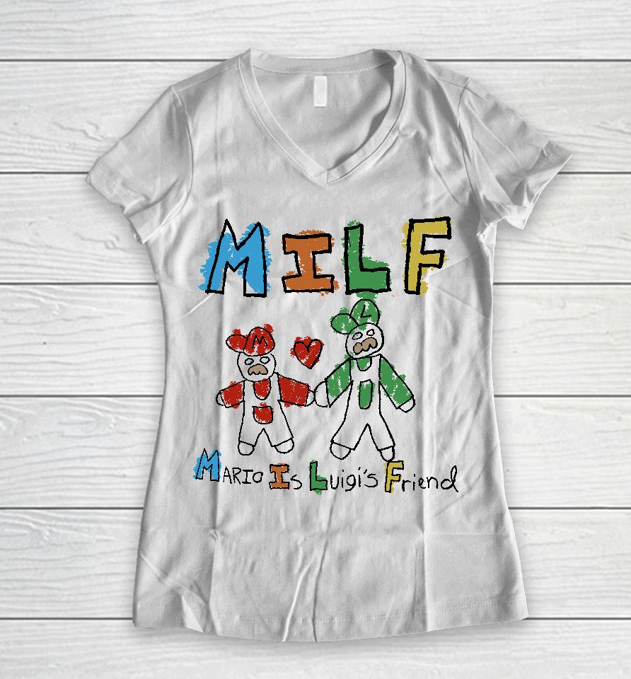 Milf Mario Is Luigi's Friend Women V-Neck T-Shirt