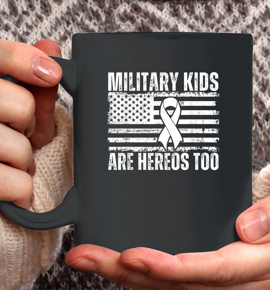 Military Kids Are Heroes Too Purple Up Military Child Month Coffee Mug