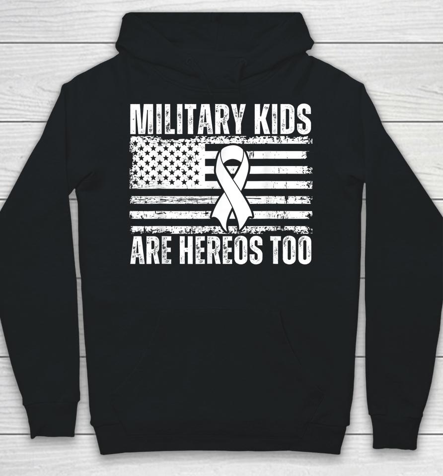 Military Kids Are Heroes Too Purple Up Military Child Month Hoodie