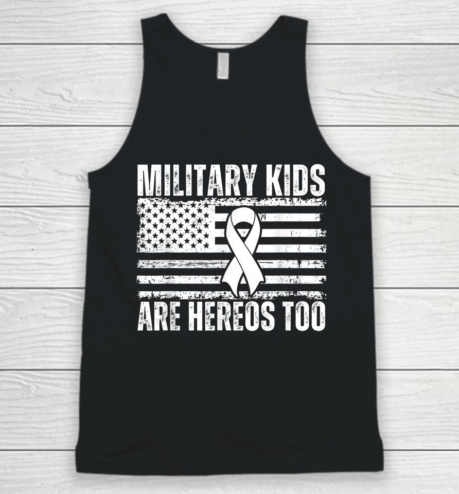 Military Kids Are Heroes Too Purple Up Military Child Month Unisex Tank Top