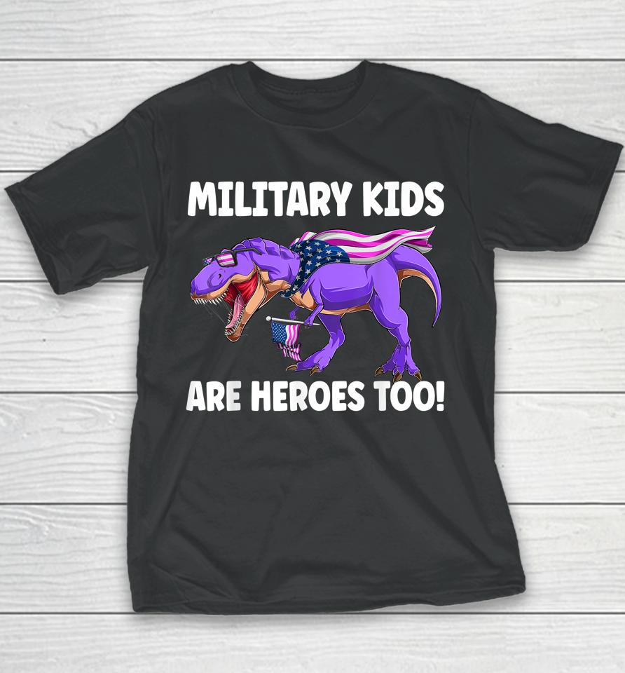 Military Kids Are Heroes Too! Purple Up Military Child Month Youth T-Shirt