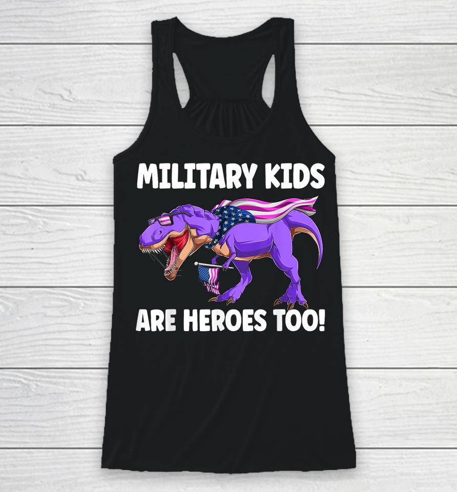 Military Kids Are Heroes Too! Purple Up Military Child Month Racerback Tank