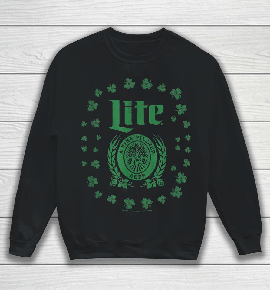 Miller Lite St Patrick's Day A Fine Pilsner Beer Distressed Sweatshirt