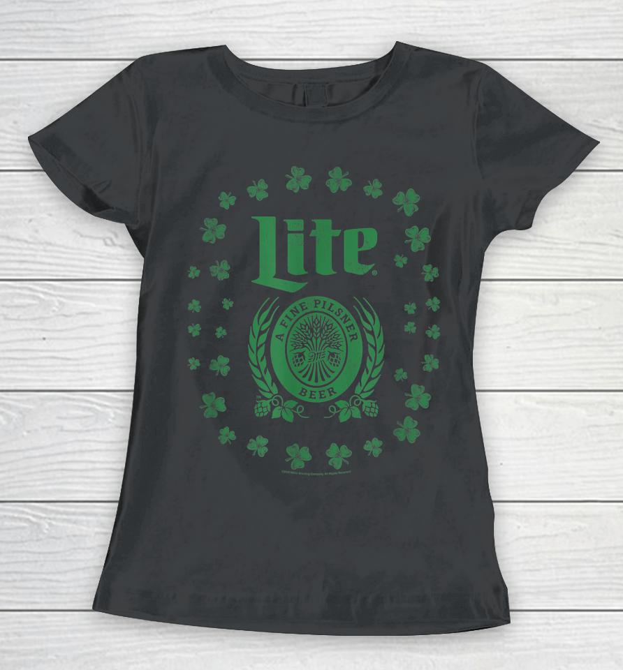 Miller Lite St Patrick's Day A Fine Pilsner Beer Distressed Women T-Shirt