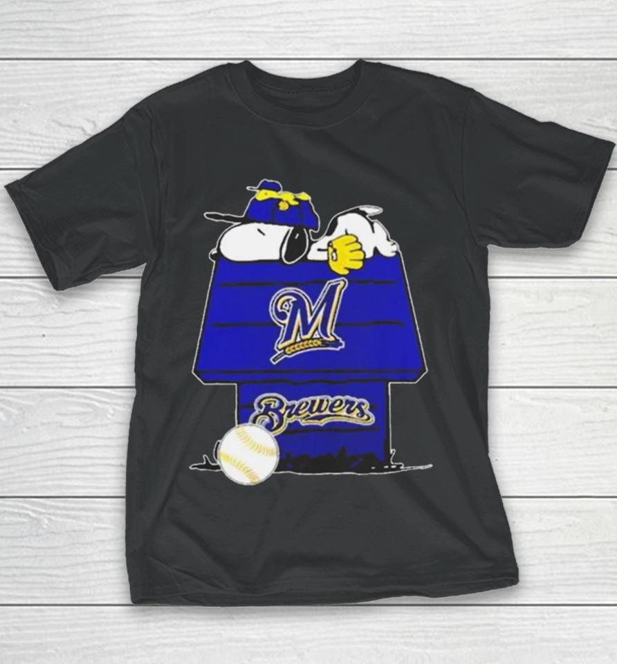 Milwaukee Brewers Snoopy And Woodstock The Peanuts Baseball Youth T-Shirt