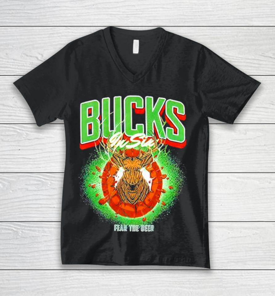 Milwaukee Bucks In Six Fear The Deer Unisex V-Neck T-Shirt