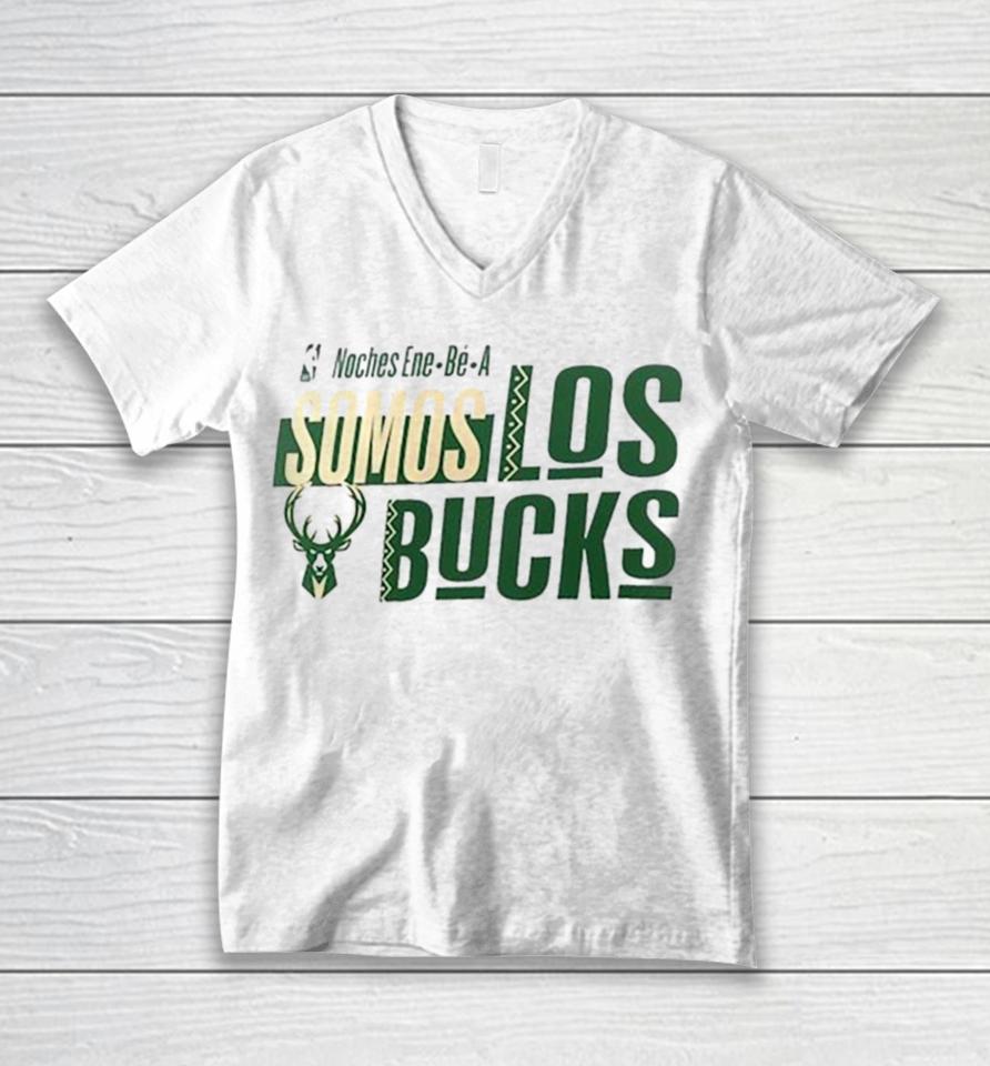 Milwaukee Bucks Nba Noches Ene Be A Somos Los Bucks 2024 Unisex V-Neck T-Shirt