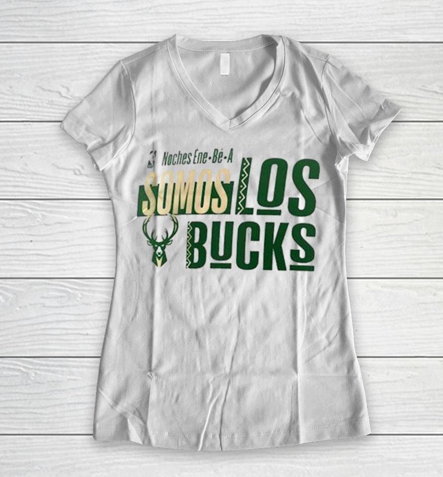 Milwaukee Bucks Noches Ene Be A Training Somos Women V-Neck T-Shirt