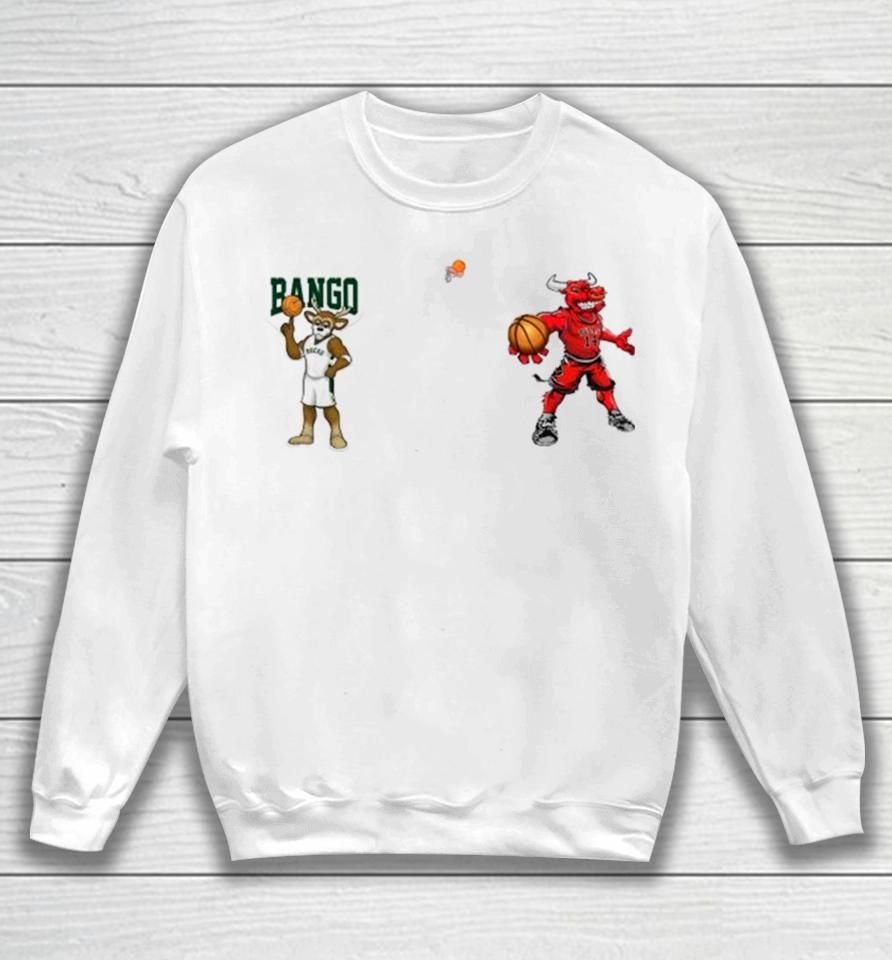 Milwaukee Bucks Vs Chicago Bulls Nba 2024 Mascot Cartoon Basketball Sweatshirt