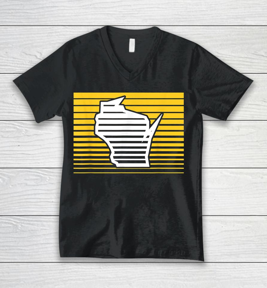 Milwaukee Wisconsin Retro Gradient Stripes Unisex V-Neck T-Shirt