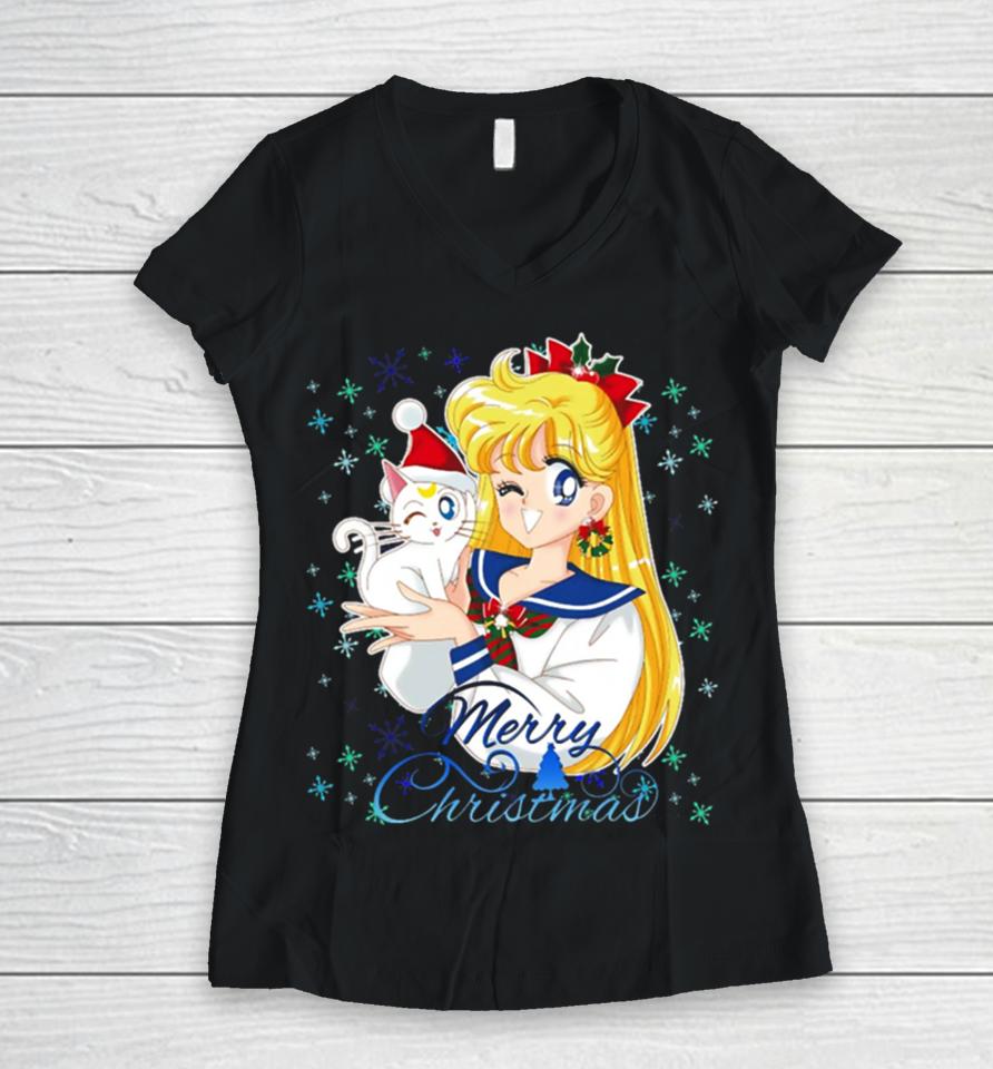 Minako Sailor Moon Xmas Women V-Neck T-Shirt