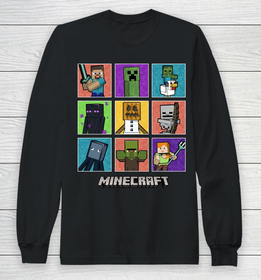 Minecraft Group Shot Colored Box Up Long Sleeve T-Shirt