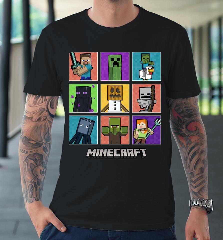 Minecraft Group Shot Colored Box Up Premium T-Shirt