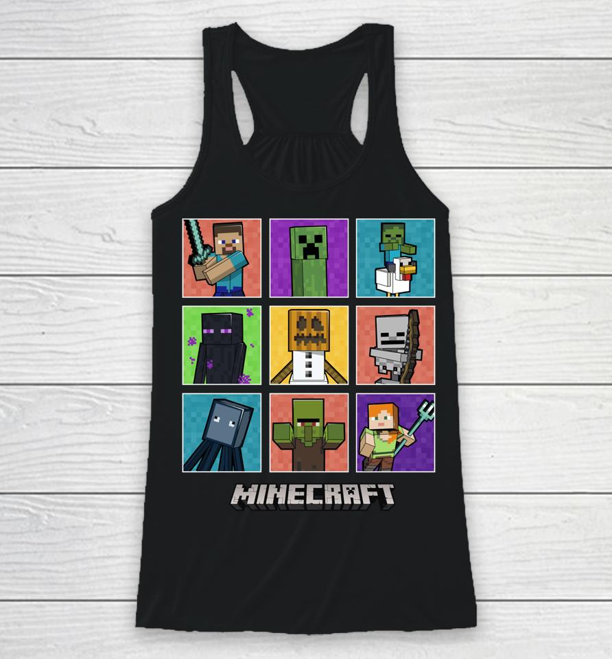 Minecraft Group Shot Colored Box Up Racerback Tank