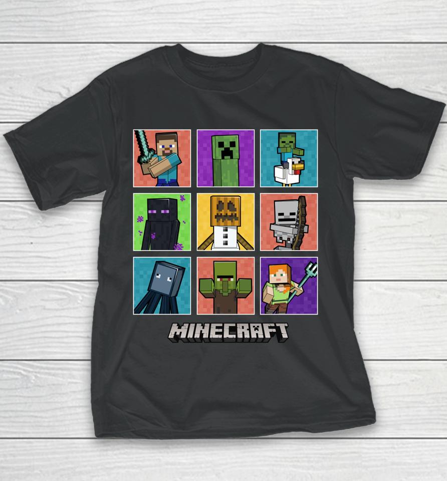 Minecraft Group Shot Colored Box Up Youth T-Shirt