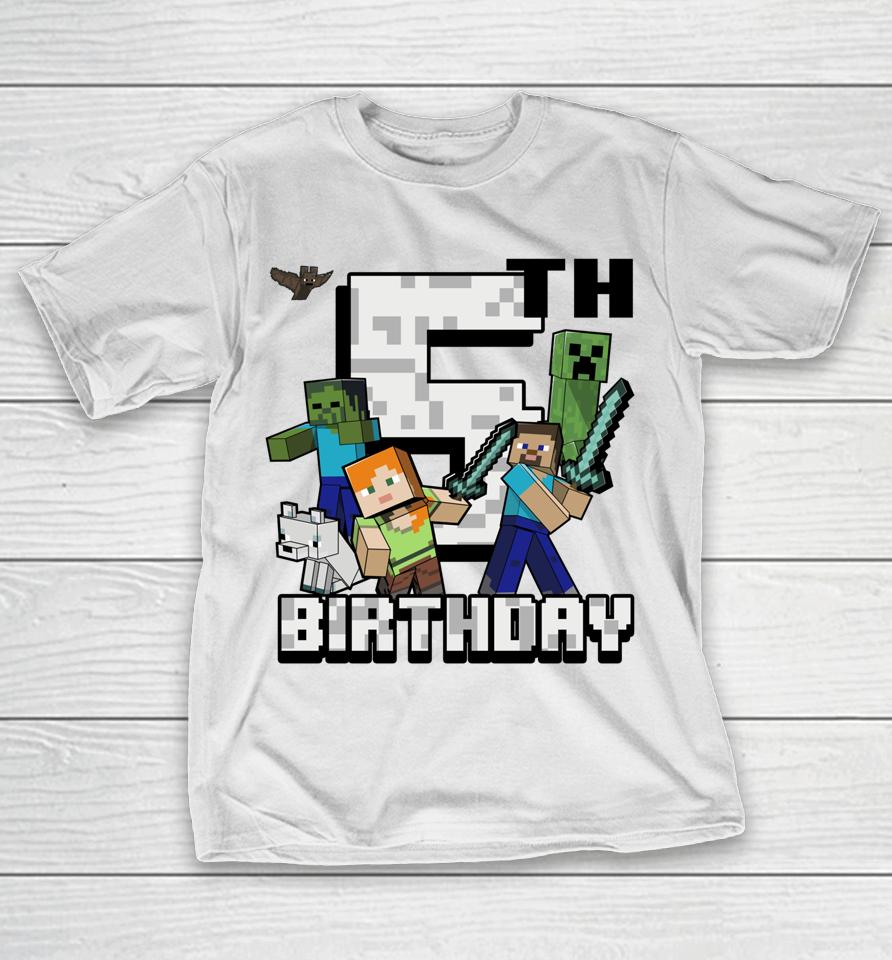 Minecraft Group Shot Happy 5Th Birthday T-Shirt