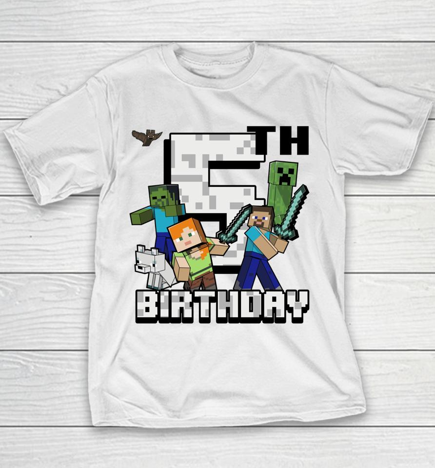 Minecraft Group Shot Happy 5Th Birthday Youth T-Shirt