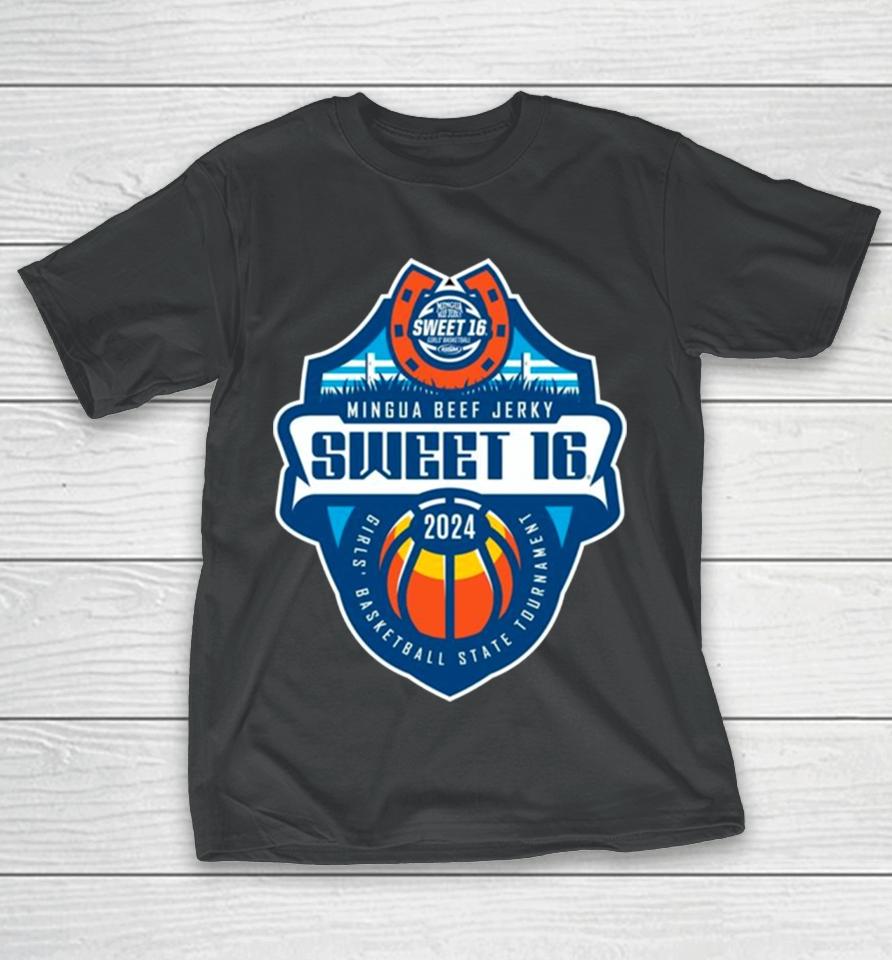 Mingua Beef Jerky Sweet 16 2024 Girls’ Basketball State Tournament Logo T-Shirt