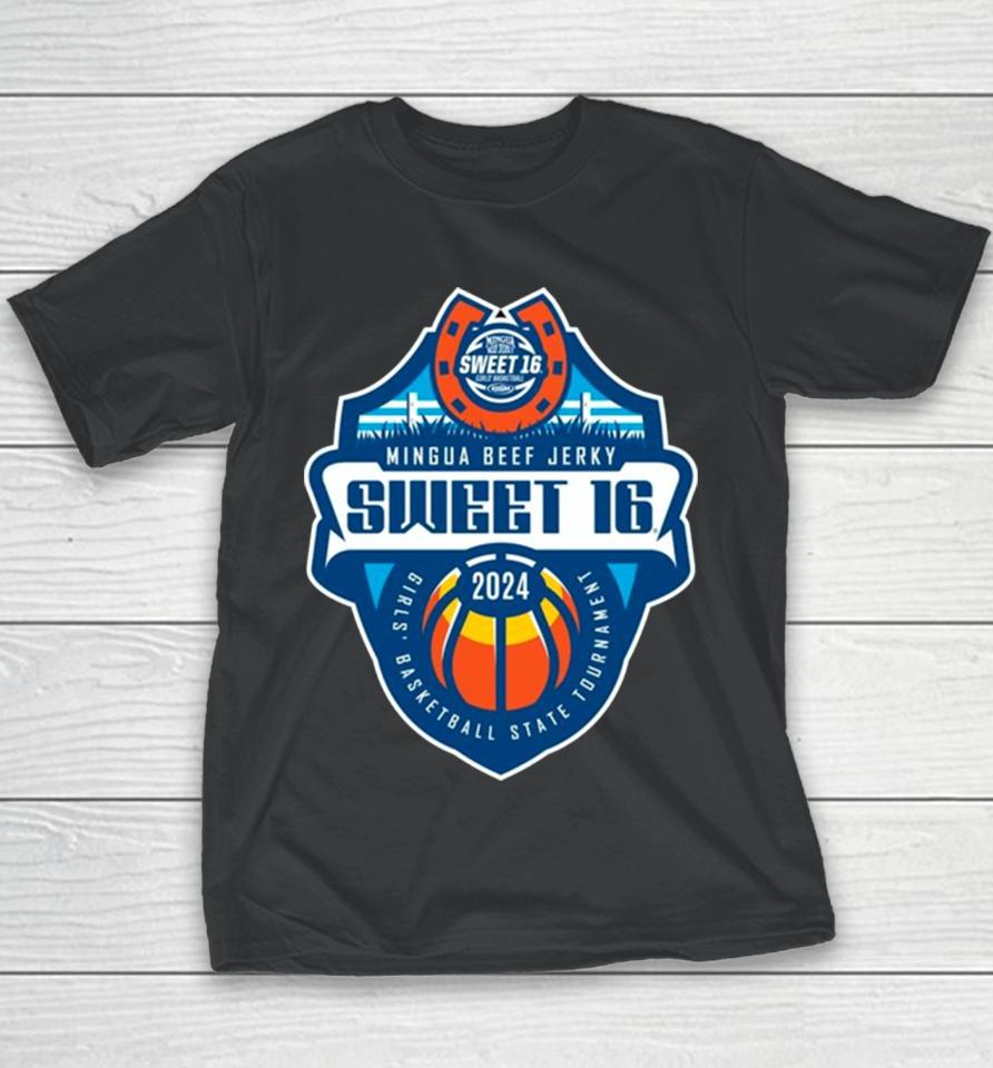 Mingua Beef Jerky Sweet 16 2024 Girls’ Basketball State Tournament Logo Youth T-Shirt