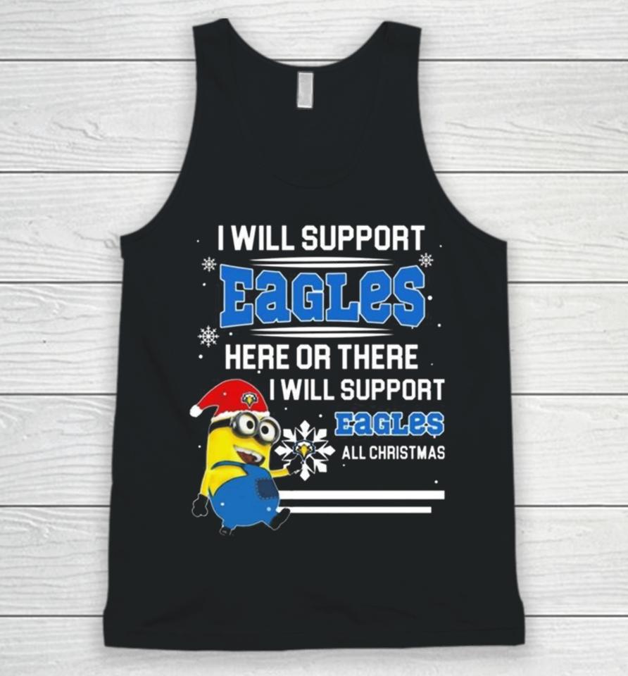 Minion Morehead State Eagles I Will Support Eagles Here Or There I Will Support Eagles All Christmas Unisex Tank Top